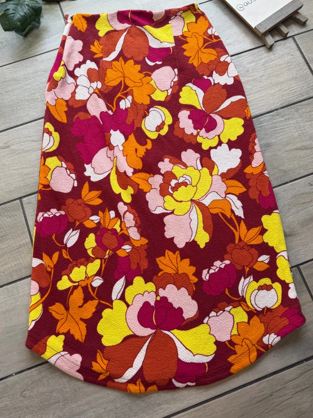 Anthropologie Maeve Button-Front Cutout Floral Patchwork Midi Skirt. Size XXS